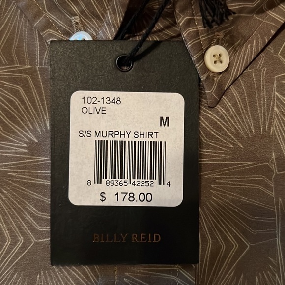 14. Billy Reid Murphy Mens Dress Shirt in Olive - Picture 12 of 17